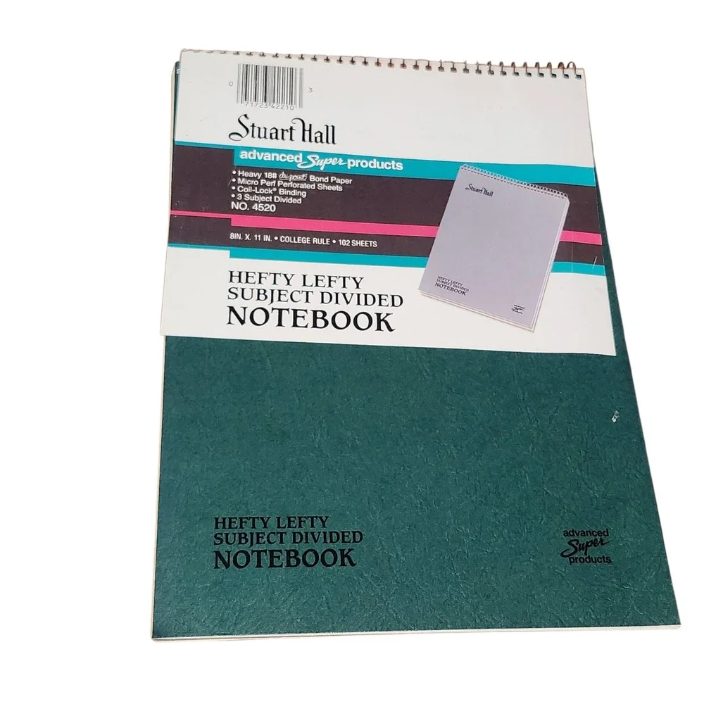 Stuart Hall Hefty Lefty Notebooks 3 Vintage Stationary College Rule 8x11 HTF